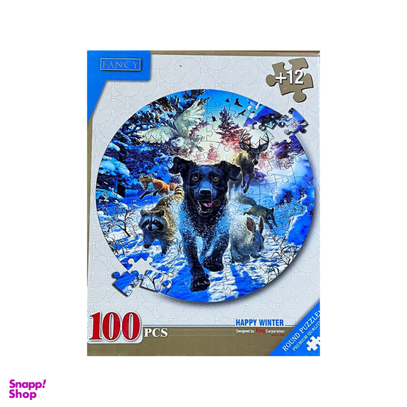 پازل دایره ای فنسی 100 قطعه طرح زمستان شاد