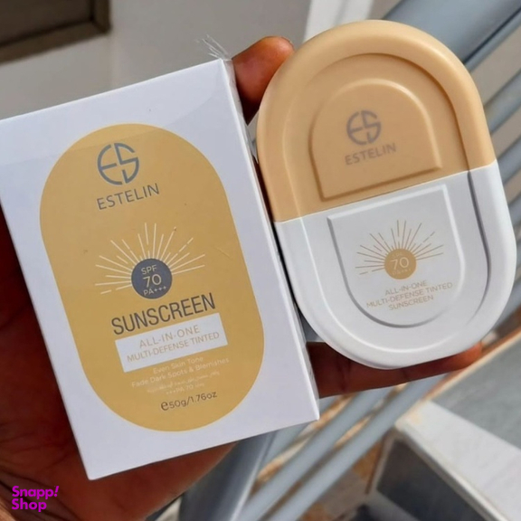 کرم ضد آفتاب رنگی استلین مدل All-in-One Multi-Defense Tinted مناسب انواع پوست رنگ بژ روشن وزن 50 گرم