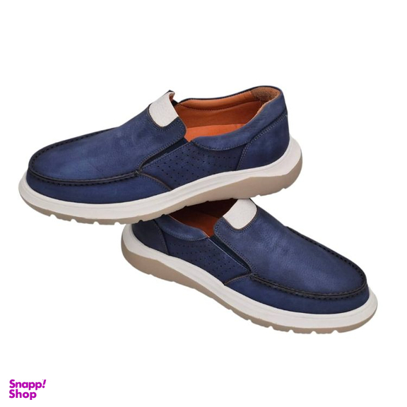 کفش طبی مردانه چرم ریباری مدل P1 رنگ آبی