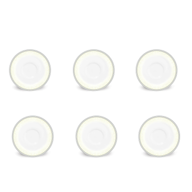 نعلبکی چینی زرین ایران مدل زیر استکان دوری 13 ریوا پلاتینی درجه یک بسته 6 عددی