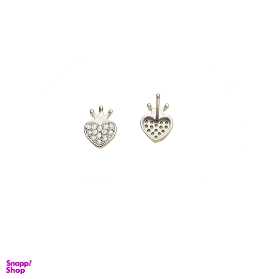 گوشواره نقره زنانه طرح قلب و تاج کد Koro 204008