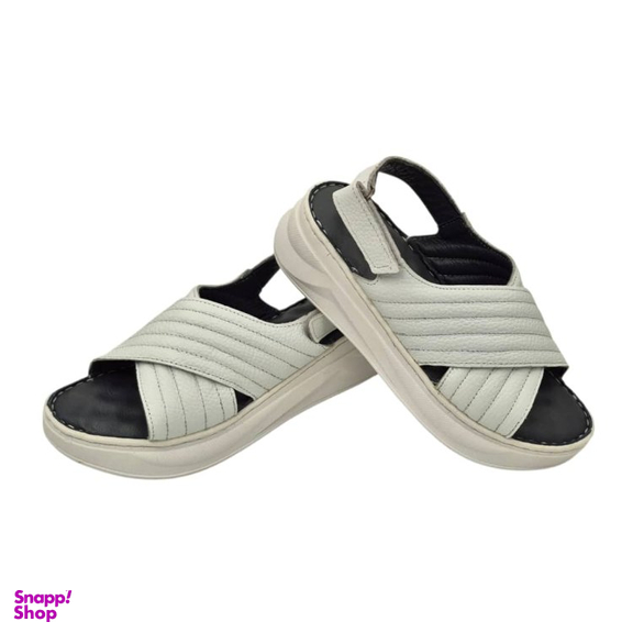 صندل طبی زنانه چرم ریباری مدل R70 رنگ سفید