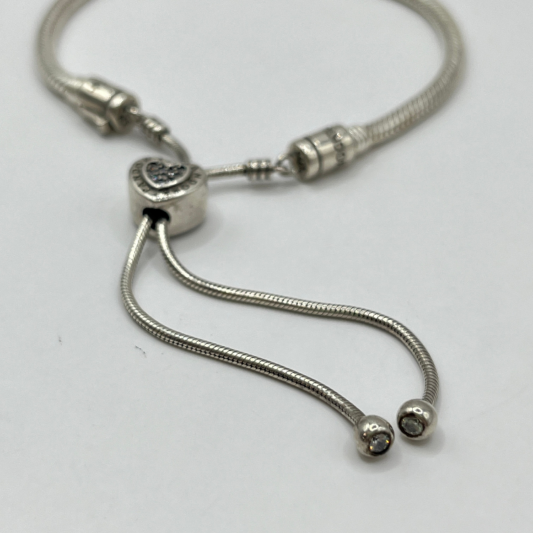 دستبند نقره زنانه پاندورا مدل Heart Slider کد 5921