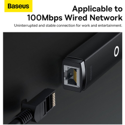 کابل تبدیل Type-C به پورت شبکه RJ45 LAN بیسوس مدل Lite Series WKQX000201