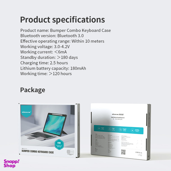 کیف کلاسوری کیبورد دار نیلکین مدل Bumper Combo مناسب برای تبلت اپل iPad Pro 12.9 2022/ iPad Pro 12.9 2021/ iPad Pro 12.9 2020