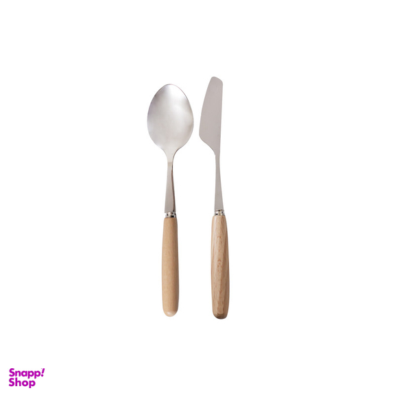 سرویس قاشق و چنگال 44 پارچه مدل دسته چوبی