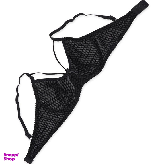 ست دو شورت و سوتین هارنس دار ژوبین طرح لونه زنبوری رنگ مشکی