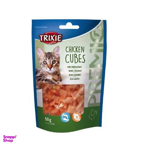 تشویقی گربه تریکسی مدل Chicken Cubes وزن 50 گرم
