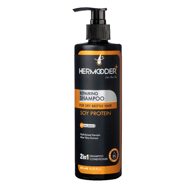 شامپو مو فری سولفات هرمودر مدل Soy Protein مناسب موهای خشک و آسیب دیده حجم 400 میلی لیتر