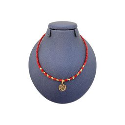 گردنبند طلا 18 عیار زنانه پانسی طرح گل رز کد nem34