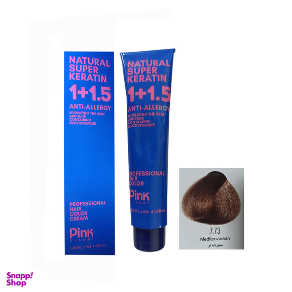 رنگ مو پینک ویژوال شماره 7.73 رنگ مدیترانه ای حجم 120 میلی لیتر
