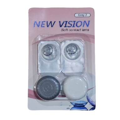 لنز چشم روزانه نیوویژن رنگ طوسی یخی دور مشکی شماره 101 به همراه جالنزی