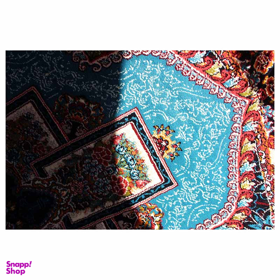 فرش ماشینی مدل بیضی طرح ناردون رنگ آبی