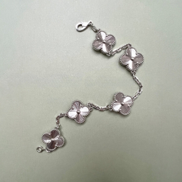 دستبند نقره زنانه مدل ونکلیف 5 گل تراش