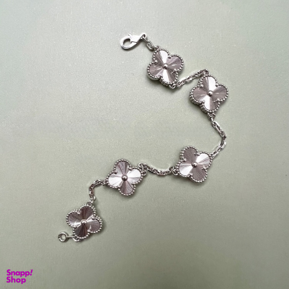 دستبند نقره زنانه مدل ونکلیف 5 گل تراش