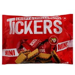 ویفر کاکائویی با کرم فندقی مینی تیکرز وزن ۲۰۰ گرم