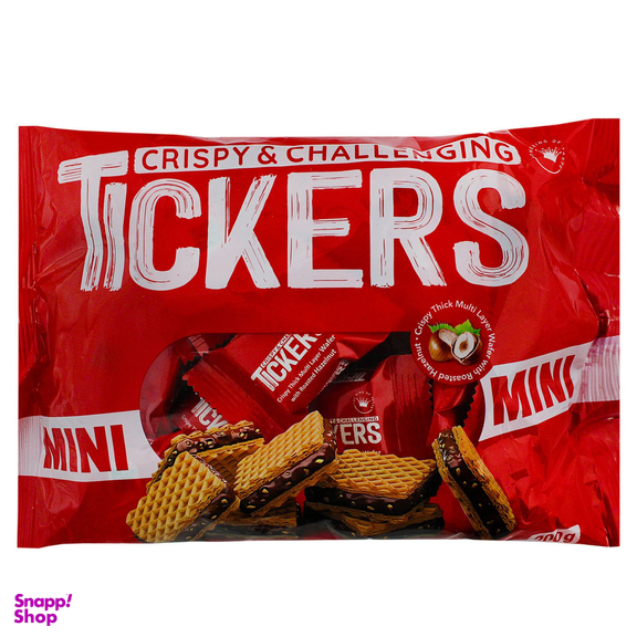 ویفر کاکائویی با کرم فندقی مینی تیکرز وزن ۲۰۰ گرم