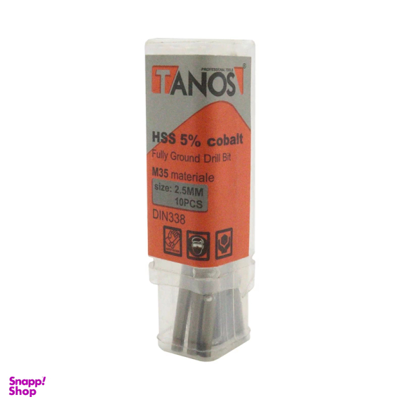 مته کبالت تانوس مدل YP-HSS-SIZE02.5 سایز 2.5 میلی متر مجموعه 10 عددی