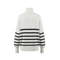 پولیور زنانه طرح بافت راه راه مدل ایلیا رنگ سفید