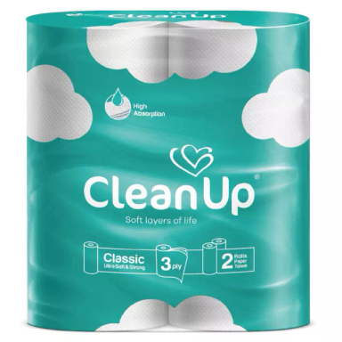 دستمال حوله کاغذی کلین آپ مدل ابر بسته 2 عددی