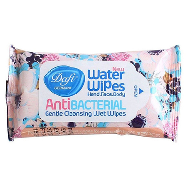 دستمال مرطوب پاک کننده دست و صورت دافی مدل Anti Bacterial طرح گل بسته 12 عددی