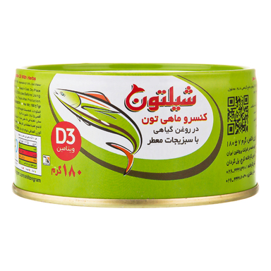 کنسرو ماهی تون در روغن گیاهی با سبزیجات معطر وزن 180 گرم