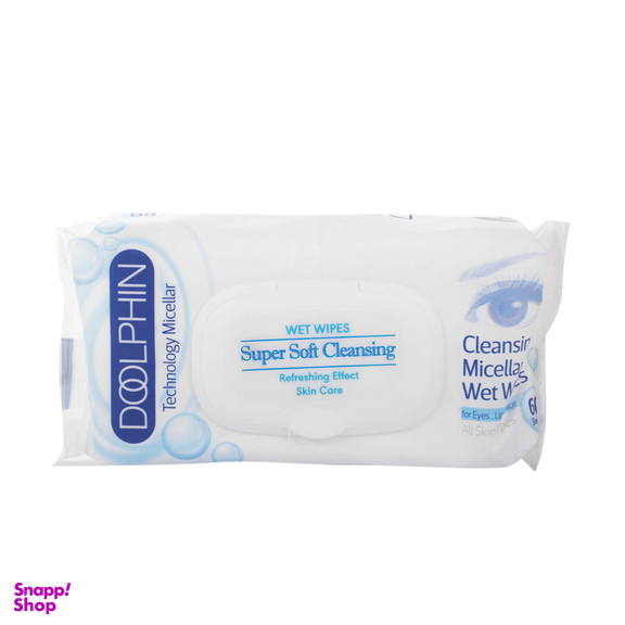 دستمال مرطوب دلفین مدل Skin Care مجموعه 6 عددی