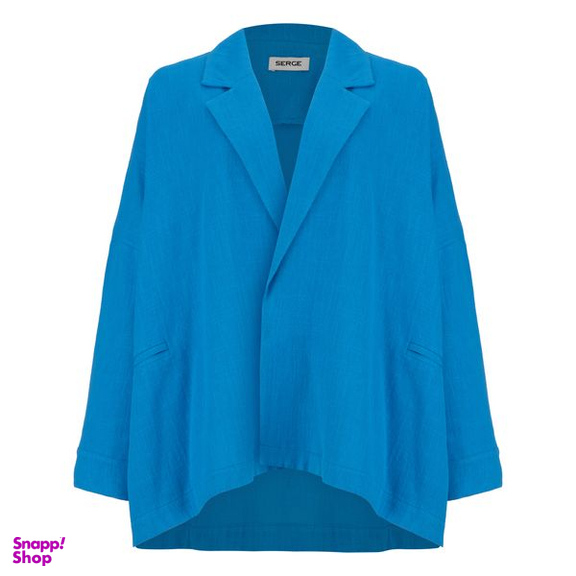 مانتو زنانه سرژه مدل 216597 یقه انگلیسی رنگ آبی