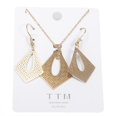 نیم ست زیور زنانه ژوپینگ کد 1171982809 رنگ طلایی