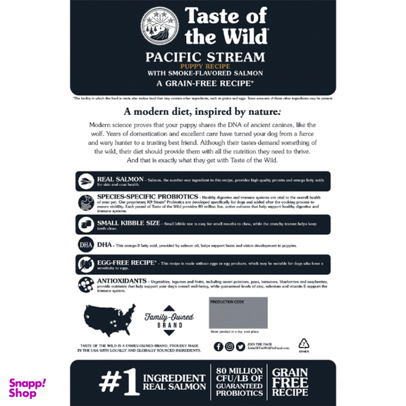 غذای خشک بچه سگ تیست آف وایلد با طعم ماهی سالمون دودی وزن 12.2 کیلوگرم