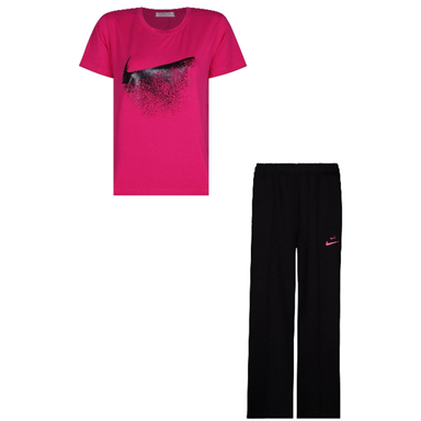 ست تیشرت و شلوار زنانه لوینت مدل نایکی کد 6403 رنگ سرخابی