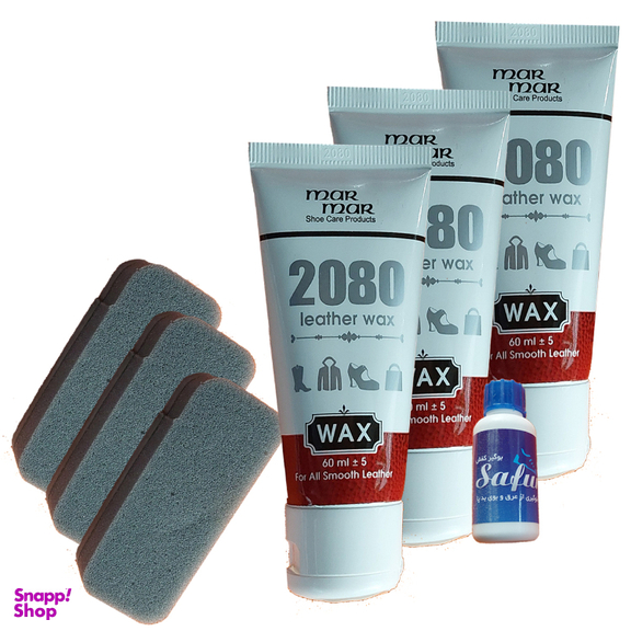 واکس براق کننده بی رنگ مرمر مدل 2080 به همراه پودر بوگیر کفش