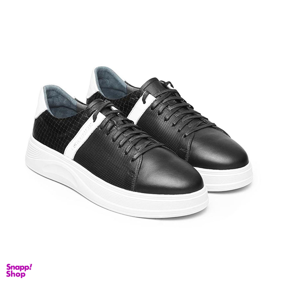 کفش اسپرت مردانه نوین چرم مدل 1-1812 MS3192 رنگ مشکی