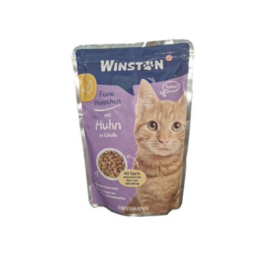 پوچ گربه وینستون طعم مرغ و تخم مرغ وزن 10 گرم