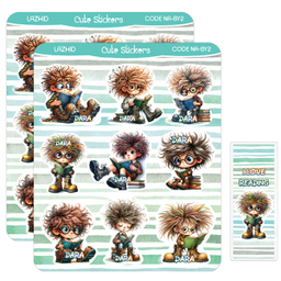 برچسب لاژید مدل اسم دارا طرح پسر کتابخون به همراه نشانگر کتاب