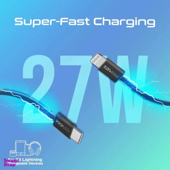کابل شارژ سریع Type-C به Lightning پرومیت مدل ECOLINE-CI120 طول 1.2 متر