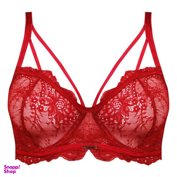 ست شورت و سوتین زنانه ماییلدا مدل فنردار گیپوری کد 4691-8585 رنگ قرمز