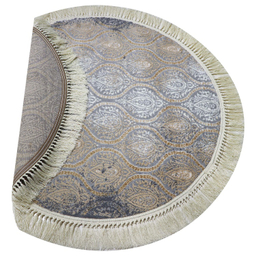 فرش گرد طرح درباری رنگ زمینه طوسی