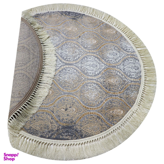 فرش گرد طرح درباری رنگ زمینه طوسی