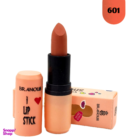رژ لب جامد مات برانوس مدل Long Lasting شماره 601 رنگ قرمز