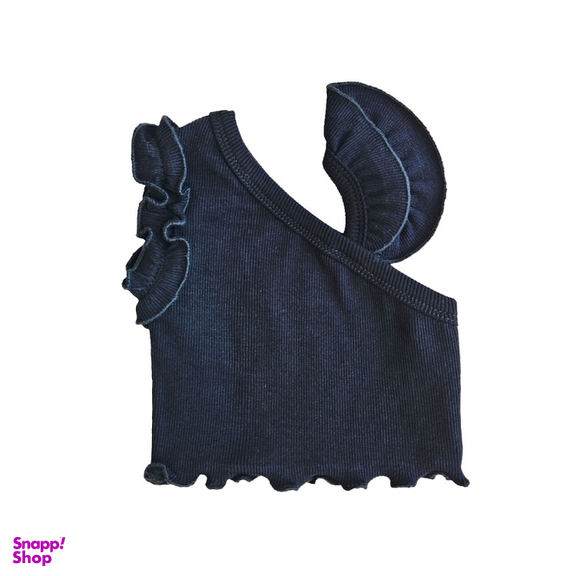 ست کراپ و شلوارک کبریتی دخترانه کد 10156 رنگ مشکی