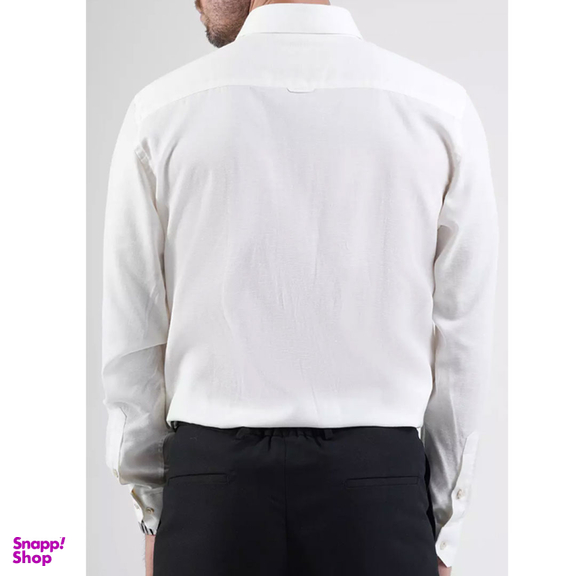 پیراهن لینن مردانه آستین بلند ست من کد PN369 رنگ سفید