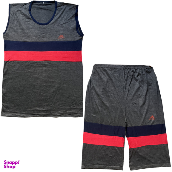 ست تاپ و شلوارک مردانه کد 10059 رنگ ذغالی