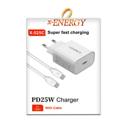 شارژر دیواری 25 وات ایکس-انرژی مدل X-525C به همراه کابل Type-C