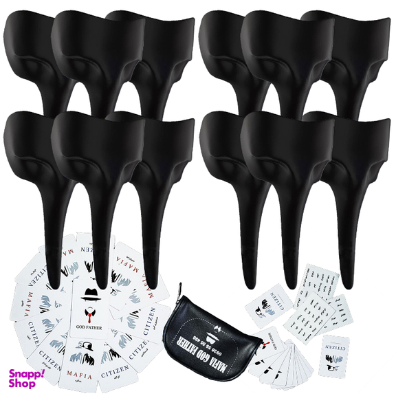 ماسک ایفای نقش مدل ماموت اشرافی رنگ مشکی بسته 12 عددی به همراه 30 عدد کارت بازی