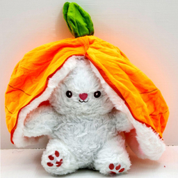 عروسک پولیشی ناب سل مدل خرگوش سوپرایزی لباس هویجی سایز 25 سانتی متر