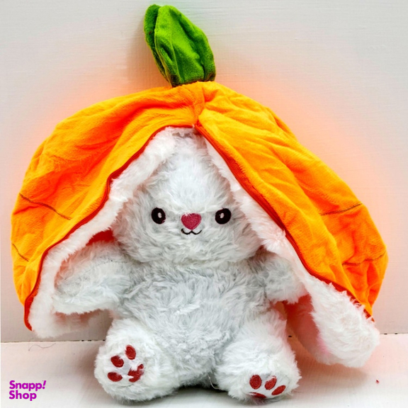 عروسک پولیشی ناب سل مدل خرگوش سوپرایزی لباس هویجی سایز 25 سانتی متر