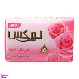 صابون لوکس مدل رز فرانسوی و روغن بادام Soft Touch وزن 70 گرم بسته 6 عددی