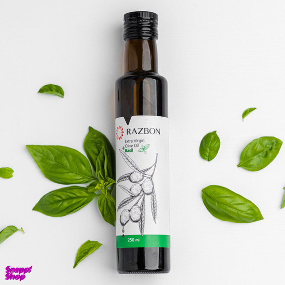 روغن زیتون فرابکر رزبن با طعم های ریحان، سیر و لیموترش حجم 250 میلی لیتر بسته 3 عددی