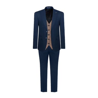 کت شلوار کمبین کج راه مدل ژیله دورو کد 1443 رنگ سرمه ای تیره